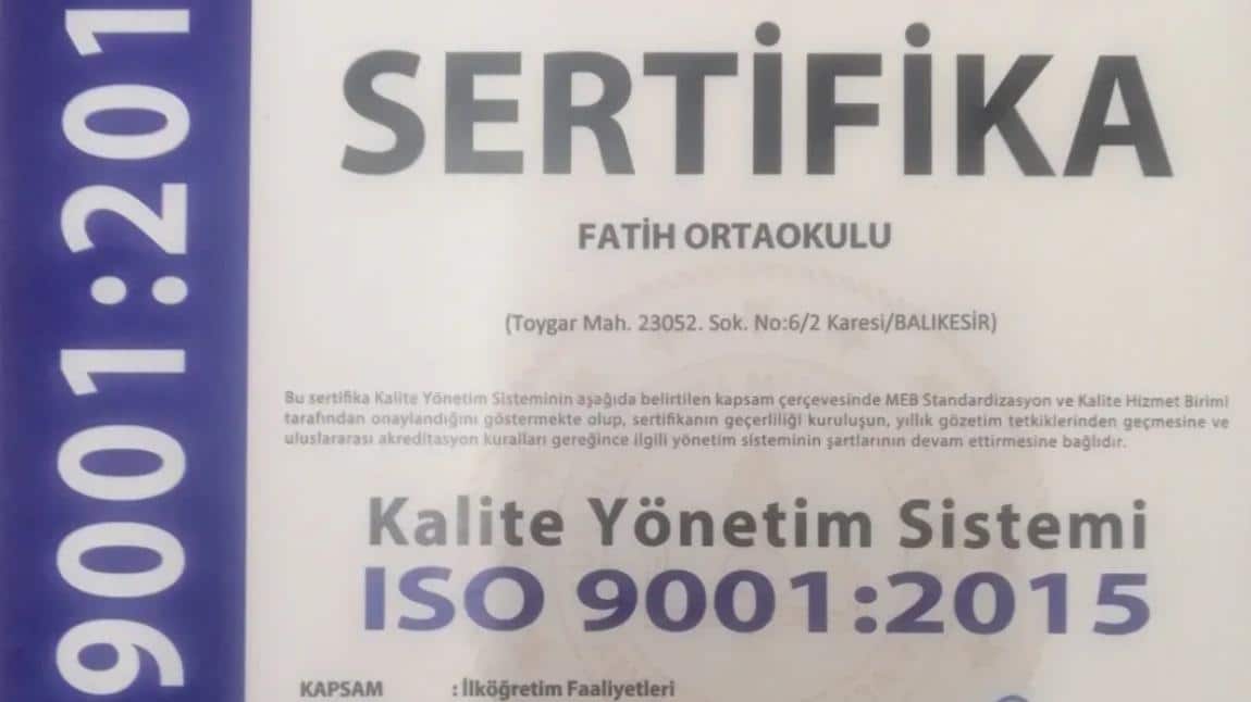 TS ISO 9001:2015 KALİTE YÖNETİM SİSTEMİ SERTİFİKAMIZI ALDIK...